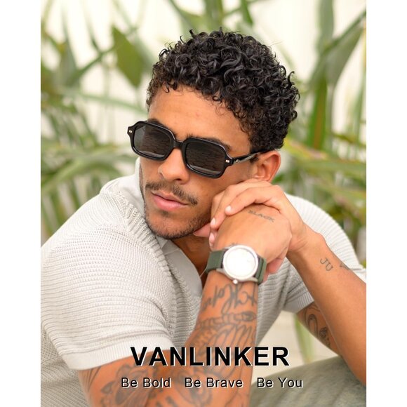 ✨Women Black Retro Square Polarized Eyewear Rectangle Shades Sunglasses main image 2
